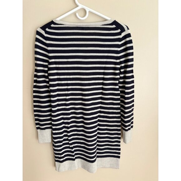 GAP Navy & Gray Striped Merino Wool Blend Mini Sweater Dress Size Small - Picture 8 of 12